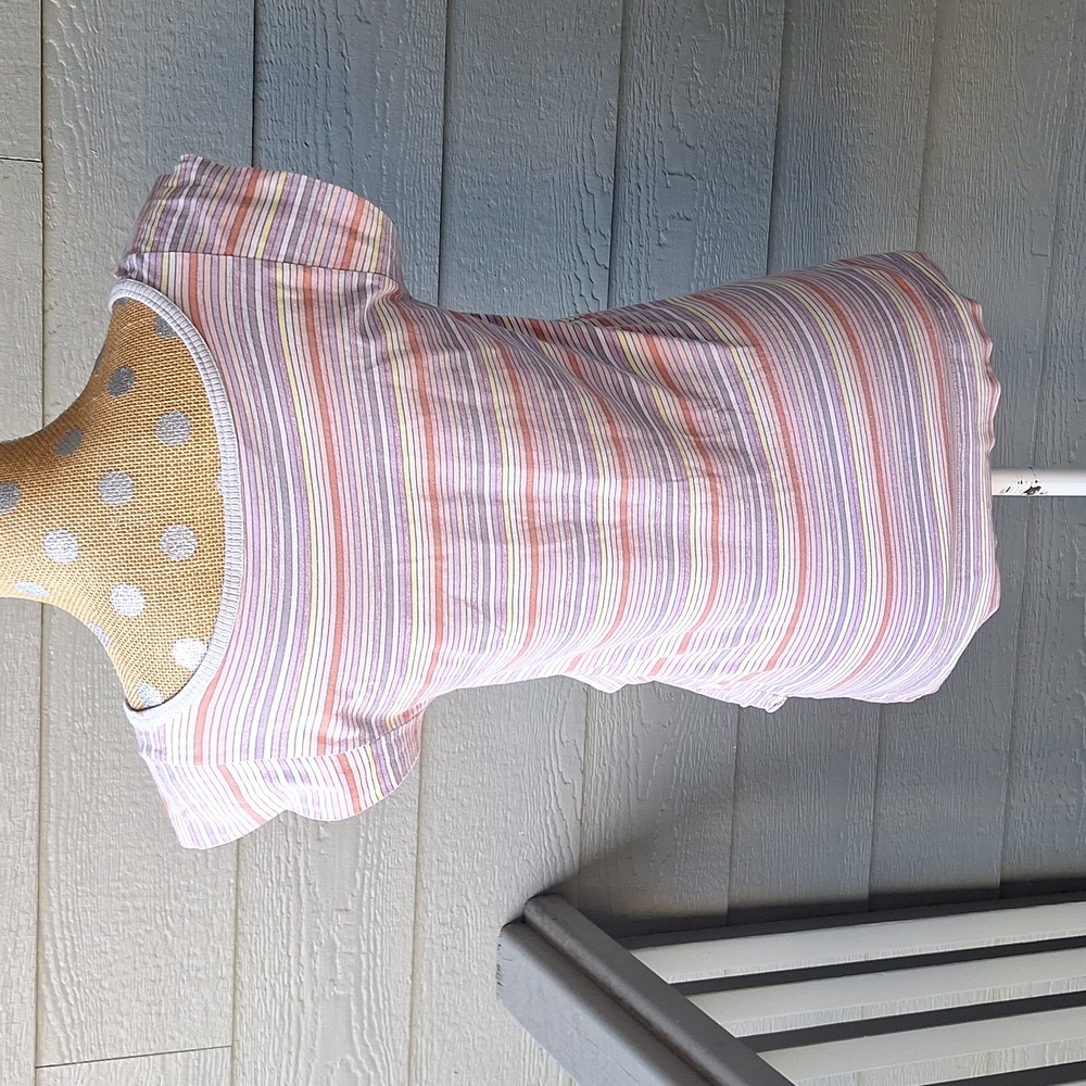 Y2k Marc By Marc Jacobs Pieced Tiered Rainbow Stripe Short Sleeve Muscle T Sz S - Picture 4 of 10